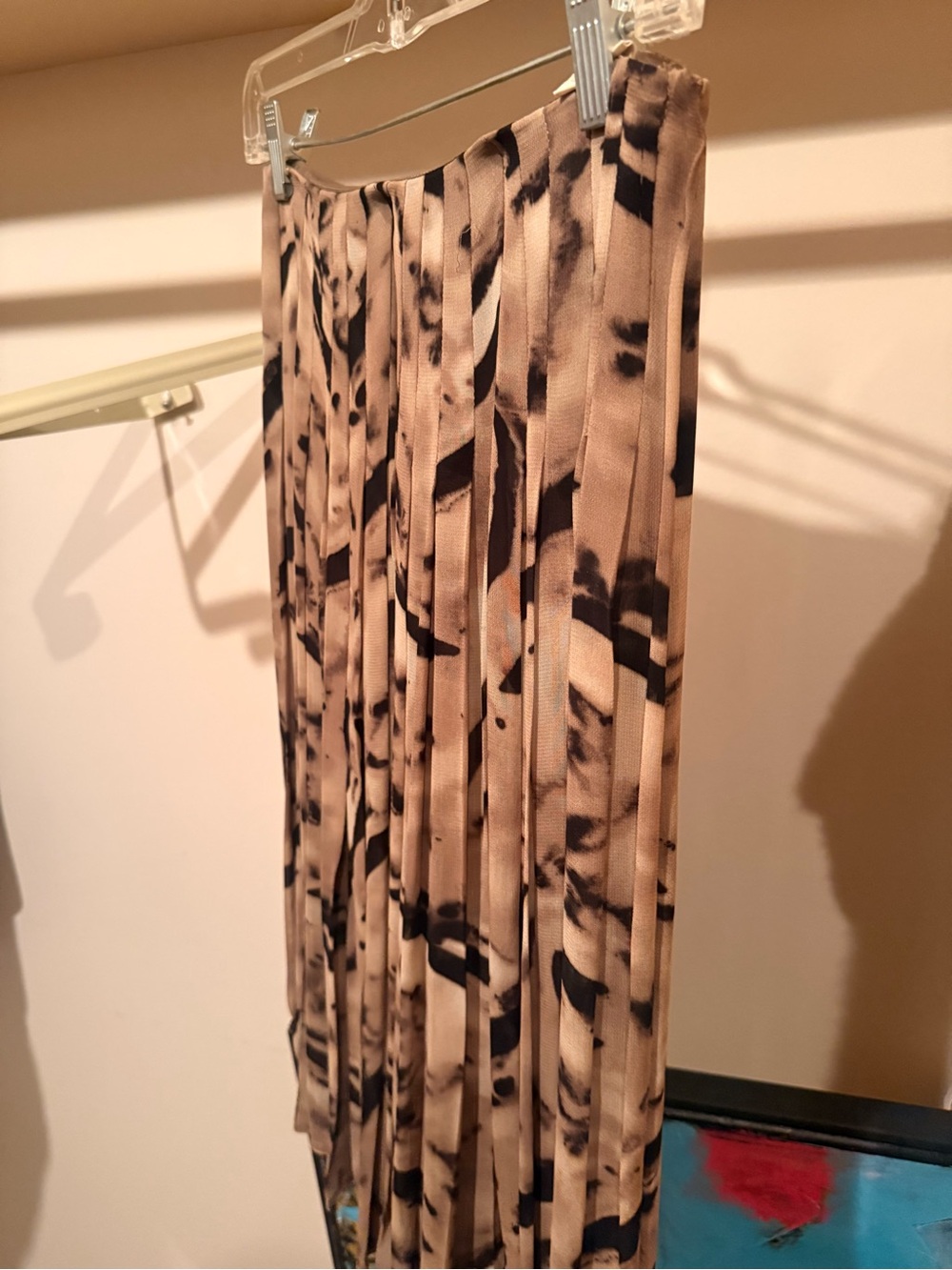 PER TE BY KRIZIA Beige and Black Pleated Midi Skirt
